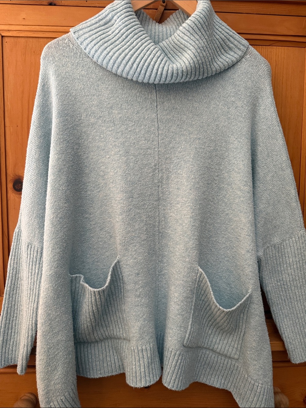 Loft Oversized Super Soft Cowl Neck Boxy Sweater, Medium, Light Blue Heather
